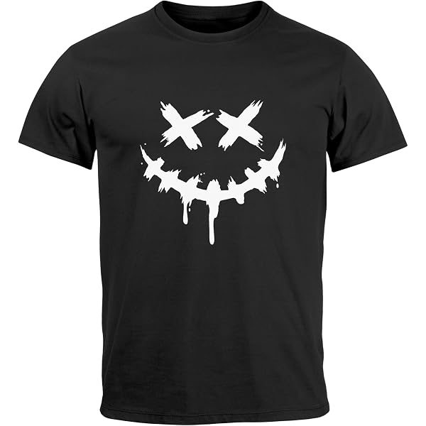 Canotta Uomo Neverless 'Creepy Smile' Nera | Maglia Muscolare In Cotone Slim Fit Con Stampa Sorriso