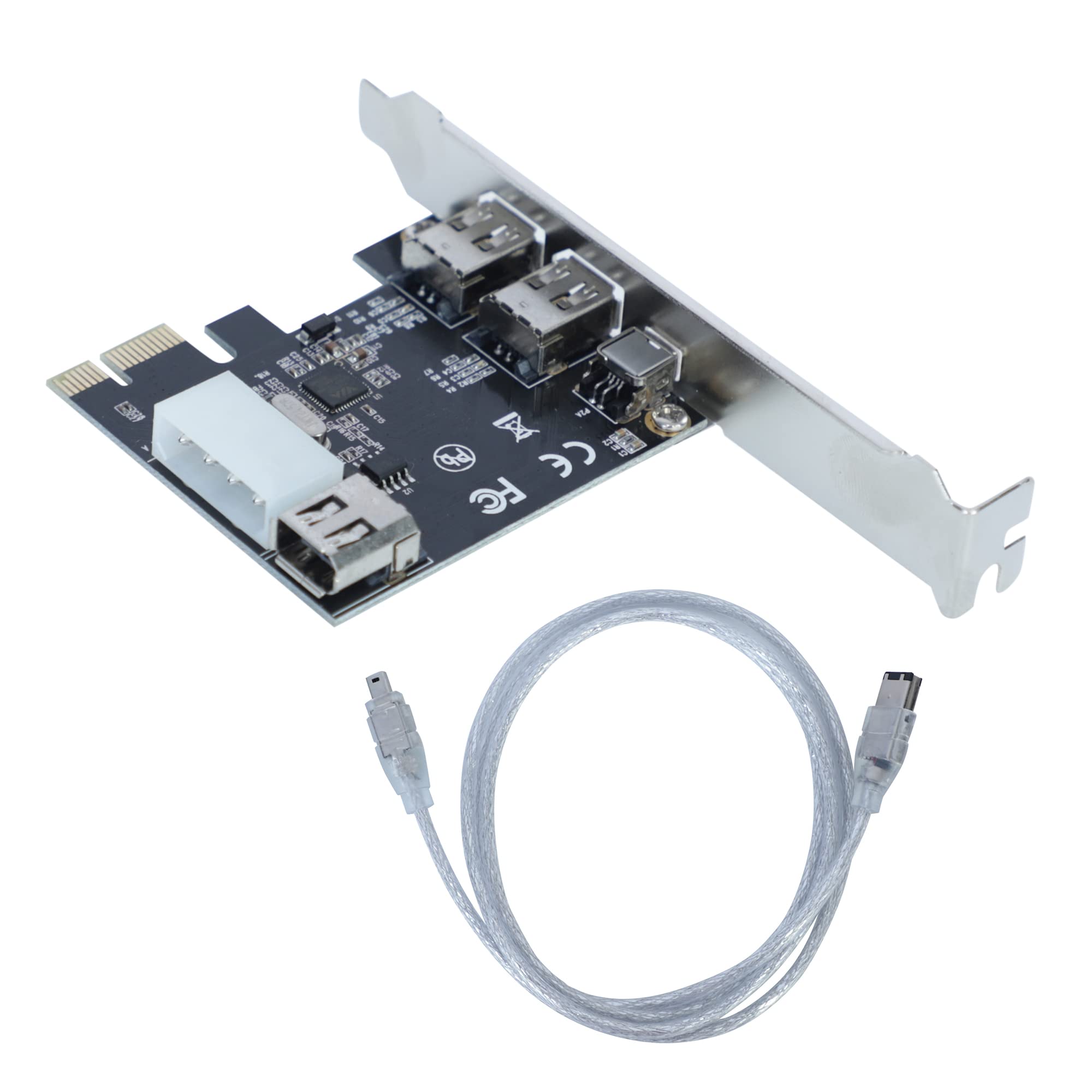 iTellzone PCI Express Firewire Card 400 PCIe with VIA Chipset 4 pin 6 pin firewire Controller Expansion Card