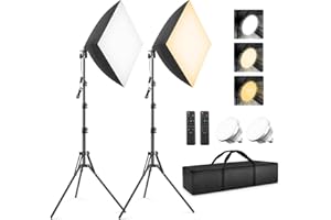 FOCCALLI Zestaw oświetleniowy LED do studia fotograficznego, softbox, profesjonalny zestaw oświetlenia fotograficznego (2 sztuki)
