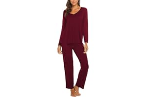 MAXMODA Damen Schlafanzug Langarm Pyjama Set Lang Nachtwäsche Zweiteiliger Weich S-XXL