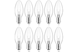 LumiGo 10X 42W B15 Bayonet Candle Light Bulbs, Classic Clear SBC Small Bayonet Cap B15 Candle Lamps Dimmable Warm White 2400-2600K, 340Lm, 230V 240V Small Bayonet Light for Chandelier, Ceiling Fans