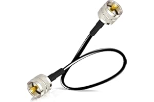 Bingfu Radio CB Cable Coaxial de Extension de Adaptador de UHF PL259 Macho a Macho de RG58 60cm/2pies Cable de Antena para CB VHF UHF Radioaficionado Radio Móvil Medidor de Potencia SWR Carga Ficticia