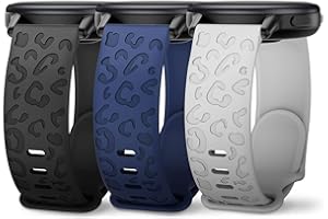 Wizvv 18mm 20mm 22mm Armband mit Leoparden-Gravur, Kompatibel mit Garmin Venu 2S/Vivoactive 4S/Venu 3S/Forerunner 265S, Garmin Venu/Venu Sq/Forerunner 55/Vivoactive 5, Garmin Venu 2/3/Vivoactive 4