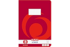 ‎HERLITZ Herlitz Schulheft A4, 32 Blatt, Lineatur 28, kariert mit Doppelrand, 5 Stück
