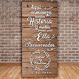 adornos boda Cartel de Boda Personalizado Decoración Boda  Cartel Boda Aquí Comienza.  70cm x 150cm