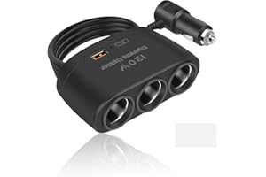 GMENTS 5 in 1 Cigarette Lighter Splitter Car Lighter Adapter 120W 12/24V Multi Sockets Charger Adapter with 3 Cigarette Plug 2 USB TYPE-C Port 3.1A Fast Charging for iPhone Samsung Galaxy Laptop Car Device
