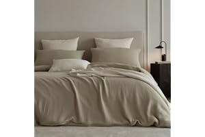 Sedefen Doppelte Musselin Bettwäsche 220x240 Baumwolle,Taupe Bettwäsche Sets ÖKO-TEX Bettwäsche mit Reißverschluss,Bettbezug mit 2 Kissenbezüge 80x80 cm