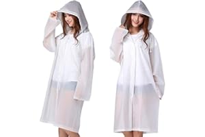 Vegena Pack of 2 Rain Poncho, Eva Rain Cape, Reusable Raincoat with Hood, Waterproof, Breathable, Portable Rain Clothing, Rain Jacket, 160-190 cm for Men and Women