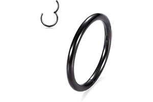 hengkaixuan 316L Surgical Steel Hinged Seamless Septum Clicker Ring 20G/18gG/16G/14G/12G/10G/8G Nose Ring Tragus Cartilage Helix Daith Tragus Earring Hoop Piercing Jewelry for Women Girls