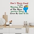 CVANU Don't Waste Food_God to Us Quotes Kitchen Wall Sticker Waterproof Vinyl for Wall Decor Kitchen, Hotel, Canteen Multicolour Size(24inch X 36inch)_C21