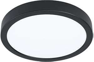 Eglo LED Plafonnier extérieur Argolis 2, éclairage d'extérieur pour mur et plafond, luminaire en métal noir et plastique blanc, blanc chaud, IP44, ? 28,5 cm