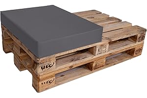 ‎TEXDEKO TexDeko Halbes Palettenkissen 60x80x12cm Loungekissen wasserabweisend waschbar Palettenpolster Made in EU (Grau)