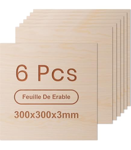 ROBOTIME Lot De 10 Feuilles De Contreplaqué Brut 300 X 300 X 3 Mm, Panneaux De Bois De Noyer Pour Travaux Manuels, Peinture, Pyrogravure, Décoration D' Intérieur, Bricolage Et Modélisme
