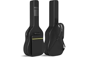 GLEAM Funda para Guitarra Acústica - Acolchado de 0.9 cm, Ajuste para Guitarras de 39-41 Pulgadas, Impermeable, Negra con Asa Colgante