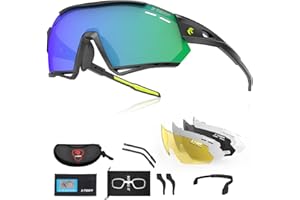 X-TIGER Okulary rowerowe, UV400 z 5 wymiennymi szkłami, dla mężczyzn i kobiet, mocna oprawka TR90, sport na świeżym powietrzu, jazda na rowerze, bieganie, jazda samochodem, wędkarstwo, golf