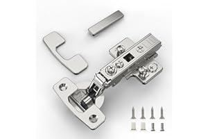 Furniware 20 pcs Soft Close Cabinet Hinge,4D Adjustment(Depth, Side,Height and Closing Speed) Full Overlay Hinges Nickel Plated,Euro and Fixing Screws