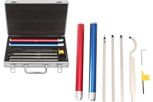 POYUJKYHR 8Pcs Carbide Woodturning Tools, Wood Turning Chisels for Lathe, Carbide Tipped Wood Lathe Turning Tool Set with Handle, Extension Rod, 4*Shafts (with Blades), Toolbox