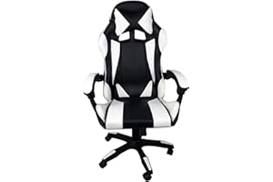 SEDAM SRL Sedia da Gioco Poltrona da Gaming per Ufficio Videogiochi Reclinabile Imbottita ergonomica scrivania PC Computer Xbox Playstation (Bianco & Nero)