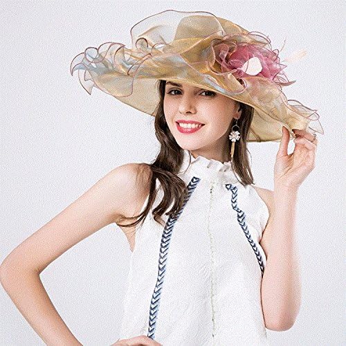 xing han Womens Sun Hat Lady Summer Sun Hat Fashion Hat Seaside Sun Beach Visor Sun Hat Gold