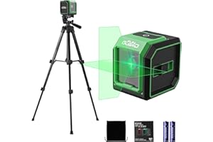 Funguard Green Laser Level with Adjustable Tripod Self-Leveling& Manual Mode Horizontal and Vertical Lazer Level, 2xAA Batteries for Construction Home Decoration DIY etc.