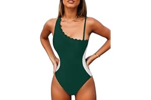 YNIQUE Costume da Bagno Intero da Donna Asimmetrico a Una Spalla, Taglio Vita Colorato, Spalline Sottili Regolabili, Sexy e Comodo per Spiaggia e Piscina