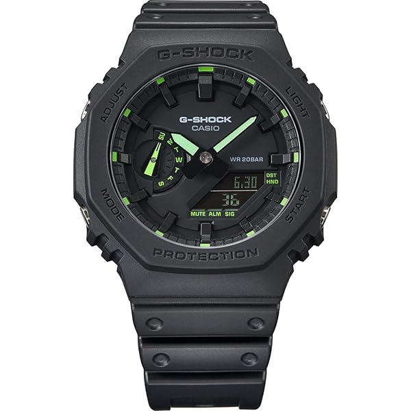 G-Shock GA2100-1A3 Neon Accent Watch, Green, Green, One Size