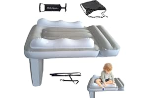 HUNYA Inflatable Airplane Bed for Kids, Car Mattress for Back of Cars, Toddler Travel Bed, Lightweight Airplane Seat Extender, Portable Blow Up Mattress for Car Seat