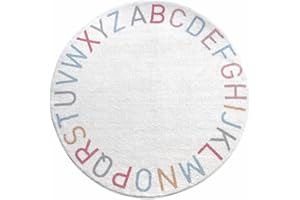 ‎WONDER SPACE Wonder Space Handgemachte ABC Alphabet Kinder Spielmatte - Weiche Glatte Buchstaben Frühes Lernen rutschfeste Kleinkindergarten-Teppich, Ideal für Innenraum Bodenteppich Dekorationen (1M, Weiß)