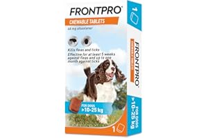FRONTPRO Chewable Tablets Flea & Tick Treatment for Large Dogs (10-25kg) 1 Tablet, Kills Fleas & Ticks, Fast Acting, Easy to Administer 1 Month Protection