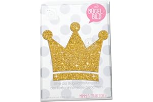 ‎MIMMIS TRAKTOR GLITZER Bügelbild Krone 10,5 cm Aufbügler Applikationen Bügelsticker für Stoffe Textilien Kinder zum Aufbügeln Flicken, Farbe:Glitzer gold