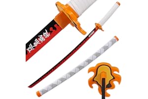 LQZJG Anime Espada de bambú Cosplay，Rengoku Kyoujurou Espada Katana 103 cm/40 Pulgadas
