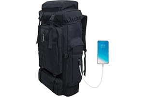 Ogetok 80L Hiking Backpack Camping Rucksack, 100 liters Large Capacity Outdoor Knapsack Travel Climbing Mountaineering Carry On Backpack Bag, Trekking Backpacking for Men Women, Black