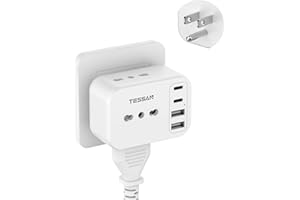 TESSAN Adattatore Presa Americana con 2 USB C e 2 USB A, 7 in 1 Adattatori Prese Americane, Adattatore Spina Americana 1875 W, Presa USA per America, Messico, Thailandia, Canada, Tipo B