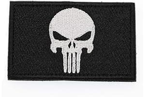 Cobra Tactical Solutions Punisher Tête de Mort Skull Ecusson Brodé Patch Tactique Moral Militaire Applique Emblème Insignes Fastener à Crochet et Boucle Airsoft Paintball Cosplay