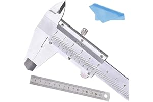Vernier Caliper 150MM 6” Stainless Steel Nabance Micrometer Measuring Tool Vernier Caliper with 15cm Steel Ruler and Cleaning Cloth