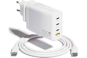 CYCSTIRON ​​USB C Ladegerät 100W,USB C Netzteil Laptop Adapter,4-Port GaN Ladegerät Block,Mit Typ-C zu Typ-C Ladekabel,für Mac Book Pro,iPad Pro,Dell,Acer,LG,HP,Lenovo,Asus, Samsung,und andere USB C Geräte.