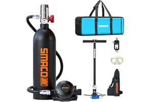 SMACO Scuba Tank Diving Gear for Diver Mini Scuba Tank Oxygen Cylinder with 15-20 Minutes Capability Diving Oxygen Underwater Breathing Device 1L Diving & Snorkeling Equipment