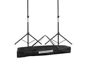 2x Pronomic SPS-1S Supporto per Altoparlente in acciaio - Supporto per diffusori con stabile treppiede - 120-193 cm - Il supporto può essere utilizzato anche come porta freccette - Borsa inclusa