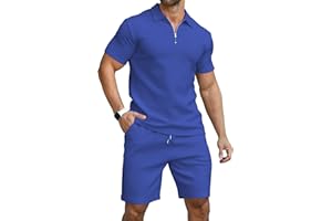 KUYIGO Hommes Polo & Short 2-Piece Summer Tracksuit Clothing Fashion Casual Sweatsuits M-3XL