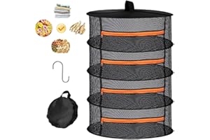 Abiemuce Trockennetz Kräuter, Kräutertrockner Hängend, Trockennetz mit Astschere und Haken, Reißverschluss Klappbar Trocknungsnetz, Trockennetz Grow, für Kräuter, Pflanze, Gewürze, Kleidung (80CM-B)