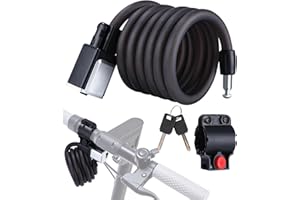 Lucchetto Bicicletta,Birshe Lucchetto Monopattino Elettrico,Antifurto per Bicicletta,Catena antifurto a Spirale,180cm/12mm Portatile Sicurezza Serratura con 2 Chiavi,per Ciclismo,Scooter,Moto