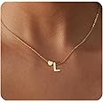 JECOMY Dainty Initial Necklaces for Women 14K Gold Plated Heart Letter Necklace Personalized Initial Heart Pendant Necklace Tiny Letter Name Necklaces