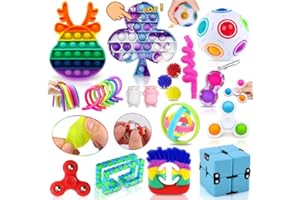 Yetech 26 pcs Fidget Toys Pack, Pack Fidget Pas Cher pour Enfants Adultes, Simple Jouet Anti-Stress avec Anneau Magique Arc-en-Ciel Stab Bubble pour la fête d'anniversaire Cadeau de fête des Enfants