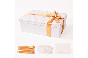 ZJHIOME Large Gifts Boxes with Magnetic Lids,Luxury Gift Box for Men Women Birthday Wedding Anniversary,Contains Card,Ribbon,Filler (White)