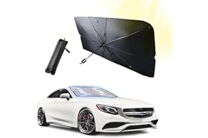 UPSHELL Ombrello Parasole Auto Parabrezza Interno Nero e Grigio - Dimensioni Compatte 79x125/140 cm, Tascabile e Pratico per Tutte le Macchine - Miglior Prodotto 2024 in Accessori Auto Interni (M)