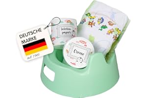 Heless 806 - Nachttopfset für Puppen, 4 teilig, mit Zubehör zur Puppenpflege, mintfarben, für Ausflüge und Urlaub mit der Puppe