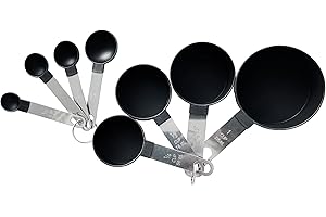 Rightox 8-Piece Measuring Spoons & Cups Set - Stainless Steel Handle, Durable BPA Free Plastic, with Engraved Measurements for Baking and Cooking (8 Pieces)