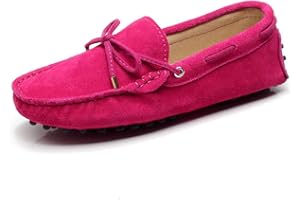 Jamron Mujer Clásico Gamuza Corbata de Moño Penny Mocasines Comodidad Hecho a Mano Pantuflas