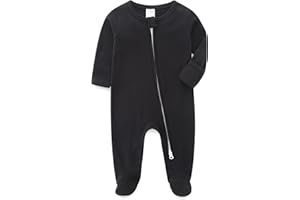 KIDDLETOWN Baby Unisex Zwei-Wege Zip Kleinkind Pyjama mit Fuß Design Fäustlinge (Schwarz, 0-3 Monate)