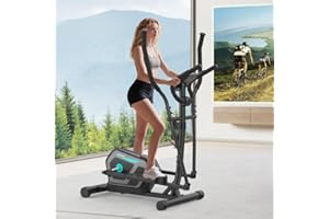 NEEZEE Elliptical Cross Trainer for Home, 16-Level Resistance Magnetic Elliptical Machine, Ultra-Quite Cross Trainer with LCD Monitor, Pulse Sensor for Home Gym, Device Holder, Weight Capacity 130KG
